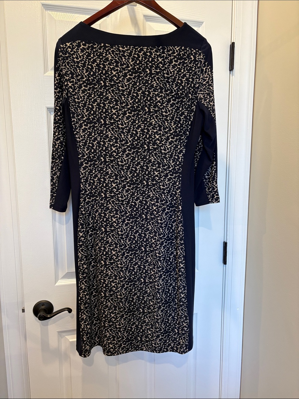 Lauren Ralph Lauren Navy and Cream Printed knee length Sheath Dress - Picture 2 of 6
